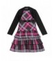 Bienzoe Girls Sleeve Plaid Playwear