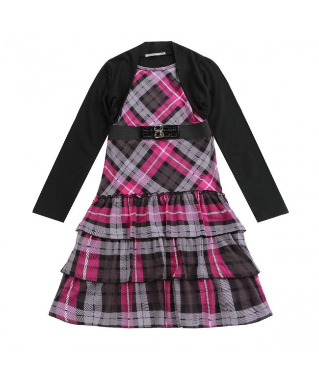 Bienzoe Girls Sleeve Plaid Playwear