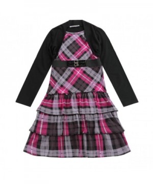 Bienzoe Girls Sleeve Plaid Playwear