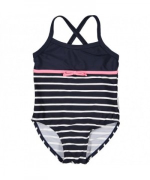 Striped Swimsuit with Bow (6-8YRS) - Dark Sapphire - CW18EC3LD3A