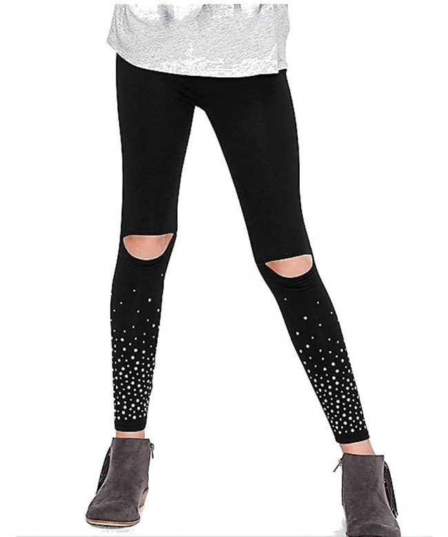 Justice Embellished Slit Knee Leggings - Black - CU18LSRZWMH