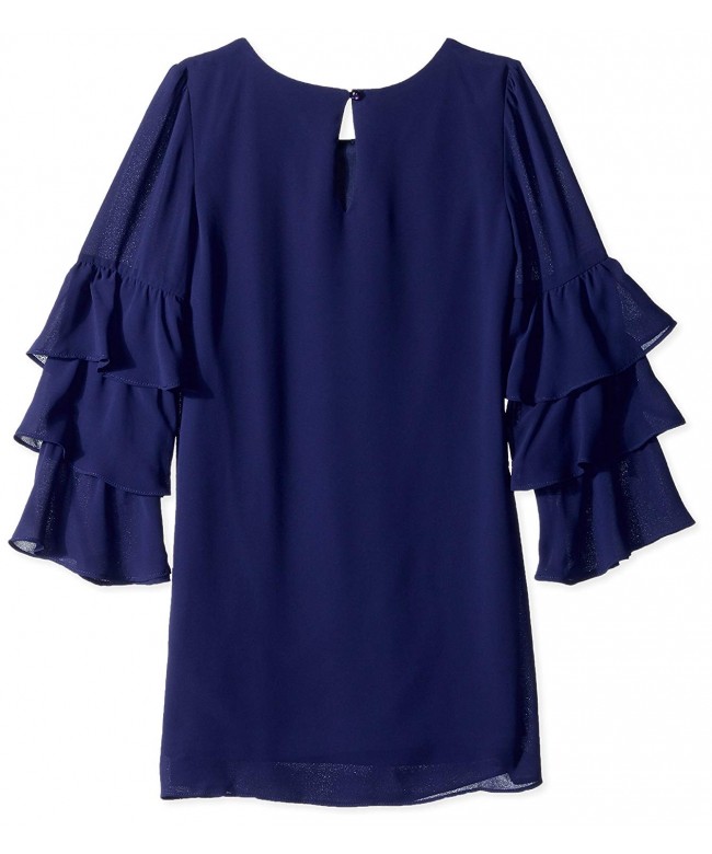 Girls' Big line Dress with Tiered Bell Sleeves - Sea Navy - CQ180M4M0E7